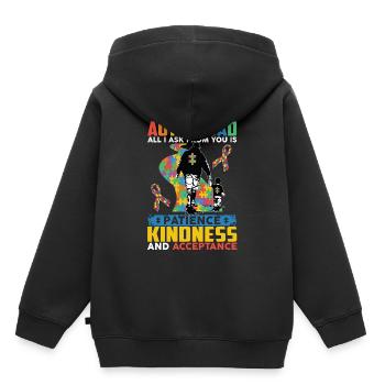 Autism Dad Patience Kindness Acceptance - Kinder Premium Organic Hoodie - Schwarz - Hinten - AI Model Kid Male (0cm)