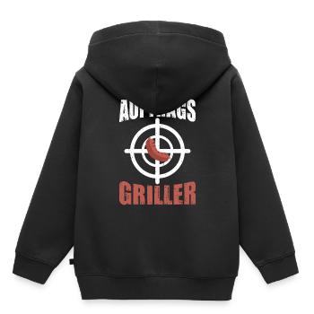 Auftragsgriller Fleisch und Wurst grillen mit - Kinder Premium Organic Hoodie - Schwarz - Hinten - AI Model Kid Male (0cm)
