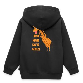 Ich hab so´n Hals Choleriker Giraffe Geschenk - Kinder Premium Organic Hoodie - Schwarz - Hinten - AI Model Kid Male (0cm)