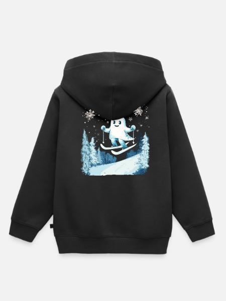 Geist Skifahrer Halloween - Kinder Premium Organic Hoodie - Schwarz