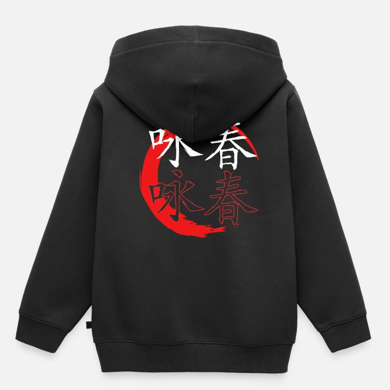 Wing Chun - Sweat Premium à capuche enfant bio - noir