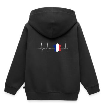 Cadeau France ECG drapeau nation - Sweat Premium à capuche enfant bio - noir - Dos - AI Model Kid Male (0cm)