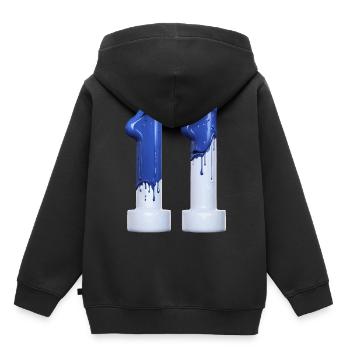 NR. 11 NUMMER 11 BLAU WEIß 11. GEBURTSTAG - Kinder Premium Organic Hoodie - Schwarz - Hinten - AI Model Kid Male (0cm)