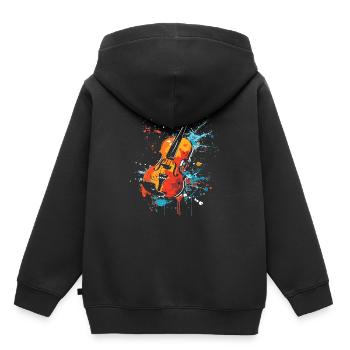 Geige Streetart - Kinder Premium Organic Hoodie - Schwarz - Hinten - AI Model Kid Male (0cm)