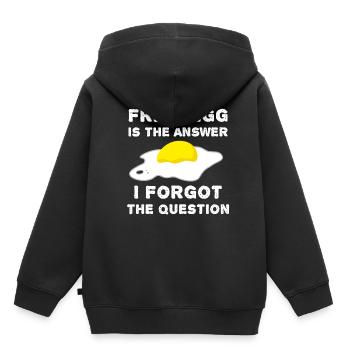 Oeuf au plat drôle - Sweat Premium à capuche enfant bio - noir - Dos - AI Model Kid Male (0cm)