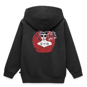 Japanische Geisha Sugar Skull - Kinder Premium Organic Hoodie - Schwarz - Hinten - AI Model Kid Male (0cm)