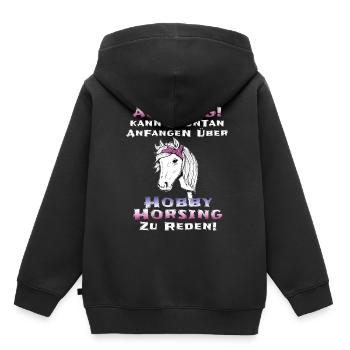 Hobby Horsing Hobby Horse - Kinder Premium Organic Hoodie - Schwarz - Hinten - AI Model Kid Male (0cm)