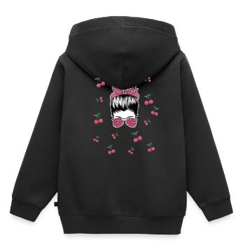 Rockabilly Girl aux cerises - Sweat Premium à capuche enfant bio - noir - Dos - AI Model Kid Male (0cm)