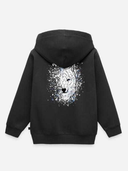 Loup polaire Loup blanc - Sweat Premium à capuche enfant bio - noir