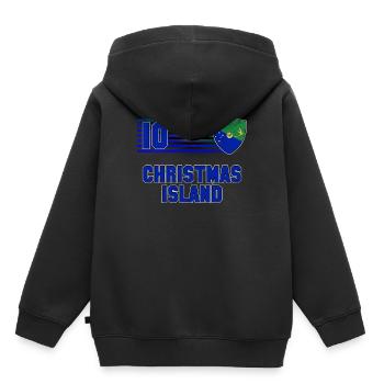 Île Christmas - Sweat Premium à capuche enfant bio - noir - Dos - AI Model Kid Male (0cm)