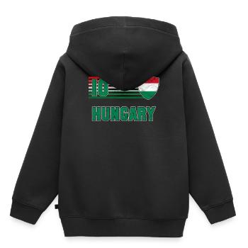 Hungary - Kids Premium Organic Hoodie - black - Back - AI Model Kid Male (0cm)