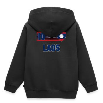 Laos - Sweat Premium à capuche enfant bio - noir - Dos - AI Model Kid Male (0cm)