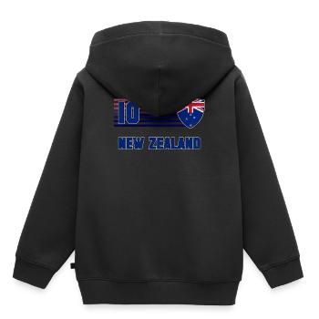Neuseeland - Kinder Premium Organic Hoodie - Schwarz - Hinten - AI Model Kid Male (0cm)