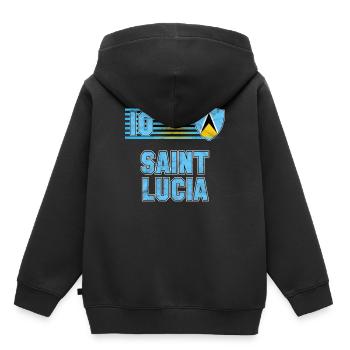 Sainte-Lucie - Sweat Premium à capuche enfant bio - noir - Dos - AI Model Kid Male (0cm)