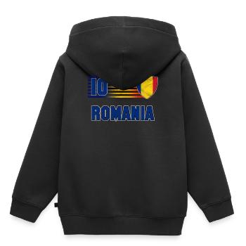 Roumanie - Sweat Premium à capuche enfant bio - noir - Dos - AI Model Kid Male (0cm)