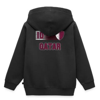 Qatar - Sweat Premium à capuche enfant bio - noir - Dos - AI Model Kid Male (0cm)