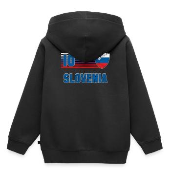 Slowenien - Kinder Premium Organic Hoodie - Schwarz - Hinten - AI Model Kid Male (0cm)