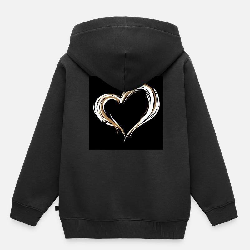 Herz - Kinder Premium Organic Hoodie - Schwarz
