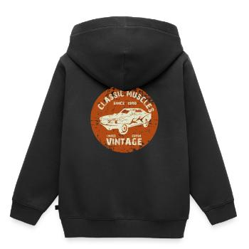 Voiture ancienne, voiture classique dans un style vintage - Sweat Premium à capuche enfant bio - noir - Dos - AI Model Kid Male (0cm)