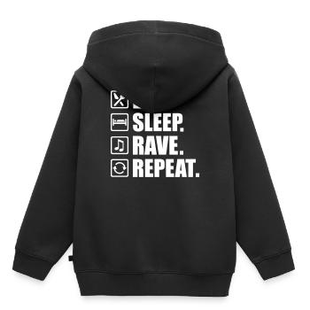 rave - Kids Premium Organic Hoodie - black - Back - AI Model Kid Male (0cm)