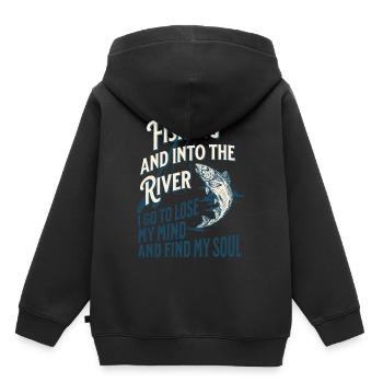 ANGELN UND MEINE SEELE FINDEN - Kinder Premium Organic Hoodie - Schwarz - Hinten - AI Model Kid Male (0cm)