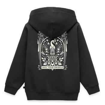 Élégant paon blanc : Splendeur Art déco - Sweat Premium à capuche enfant bio - noir - Dos - AI Model Kid Male (0cm)