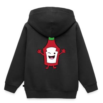 Ketchup - bouteille de ketchup joyeuse et clignotante - Sweat Premium à capuche enfant bio - noir - Dos - AI Model Kid Male (0cm)