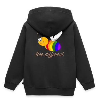 Abeille différente - Sweat Premium à capuche enfant bio - noir - Dos - AI Model Kid Male (0cm)
