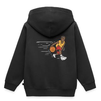 Basketball enfant basketteur dribble - Sweat Premium à capuche enfant bio - noir - Dos - AI Model Kid Male (0cm)