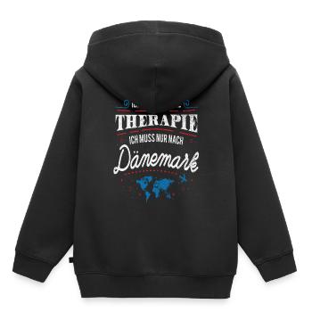 Dänemark - Kinder Premium Organic Hoodie - Schwarz - Hinten - AI Model Kid Male (0cm)