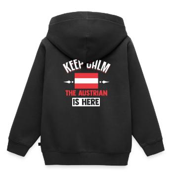 Autriche - Sweat Premium à capuche enfant bio - noir - Dos - AI Model Kid Male (0cm)