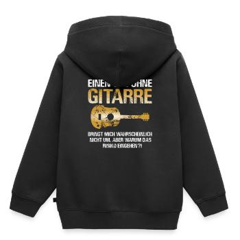 Gitarre - Kinder Premium Organic Hoodie - Schwarz - Hinten - AI Model Kid Male (0cm)