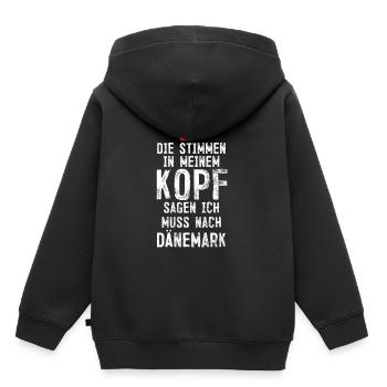 Dänemark - Kinder Premium Organic Hoodie - Schwarz - Hinten - AI Model Kid Male (0cm)
