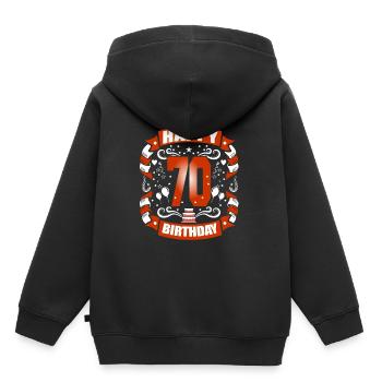 70th Birthday - Kids Premium Organic Hoodie - black - Back - AI Model Kid Male (0cm)