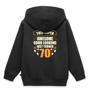 70th Birthday - Kids Premium Organic Hoodie - black - Back - AI Model Kid Male (0cm)