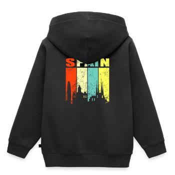 Espagne - Sweat Premium à capuche enfant bio - noir - Dos - AI Model Kid Male (0cm)