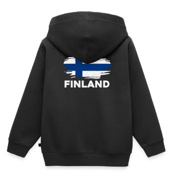 Finnland - Kinder Premium Organic Hoodie - Schwarz - Hinten - AI Model Kid Male (0cm)