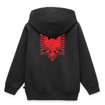 Albanie - Sweat Premium à capuche enfant bio - noir - Dos - AI Model Kid Male (0cm)