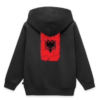 Albanie - Sweat Premium à capuche enfant bio - noir - Dos - AI Model Kid Male (0cm)