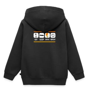 Anime - Sweat Premium à capuche enfant bio - noir - Dos - AI Model Kid Male (0cm)
