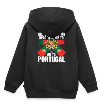 Portugal - Sweat Premium à capuche enfant bio - noir - Dos - AI Model Kid Male (0cm)