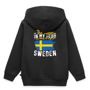 Schweden - Kinder Premium Organic Hoodie - Schwarz - Hinten - AI Model Kid Male (0cm)