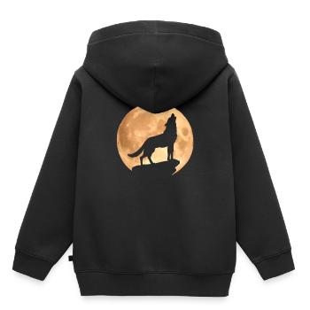 Wolf - Kinder Premium Organic Hoodie - Schwarz - Hinten - AI Model Kid Male (0cm)