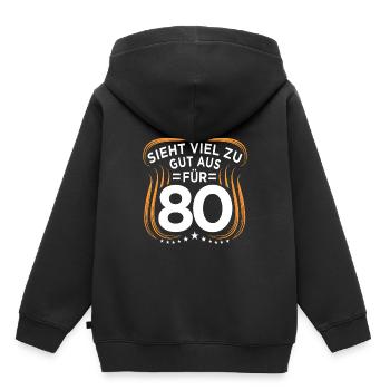 80. Geburtstag - Kinder Premium Organic Hoodie - Schwarz - Hinten - AI Model Kid Male (0cm)