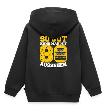 80. Geburtstag - Kinder Premium Organic Hoodie - Schwarz - Hinten - AI Model Kid Male (0cm)