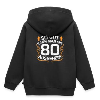 80. Geburtstag - Kinder Premium Organic Hoodie - Schwarz - Hinten - AI Model Kid Male (0cm)