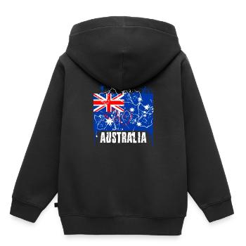 Australien - Kinder Premium Organic Hoodie - Schwarz - Hinten - AI Model Kid Male (0cm)