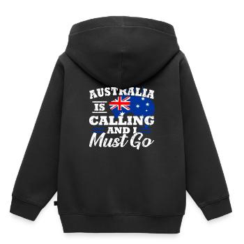 Australien - Kinder Premium Organic Hoodie - Schwarz - Hinten - AI Model Kid Male (0cm)