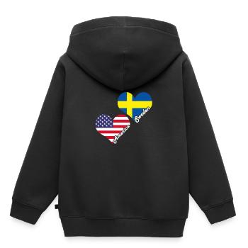 Schweden - Kinder Premium Organic Hoodie - Schwarz - Hinten - AI Model Kid Male (0cm)