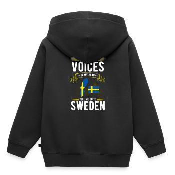 Suède - Sweat Premium à capuche enfant bio - noir - Dos - AI Model Kid Male (0cm)